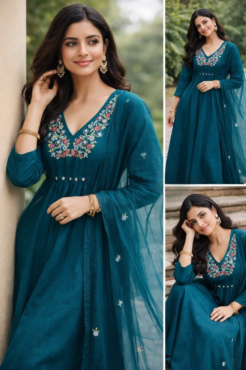 Shaajori Embroidered Tunic & Trouser Set with Tassel Accents