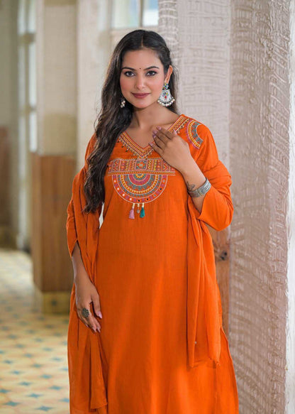 Shaajori Women Boho-Chic Embroidered Cotton Flex Co-Ord Set with Pockets