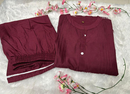 Shaajori Pintucked Tunic & Trouser Set with Scalloped Embroidery