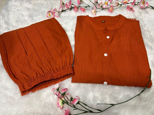 Shaajori Pintucked Tunic & Trouser Set with Scalloped Embroidery