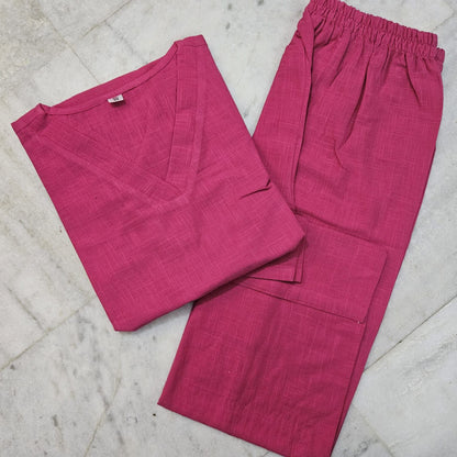 Shaajori V-Neck Relaxed Tunic & Wide-Leg Trouser Set