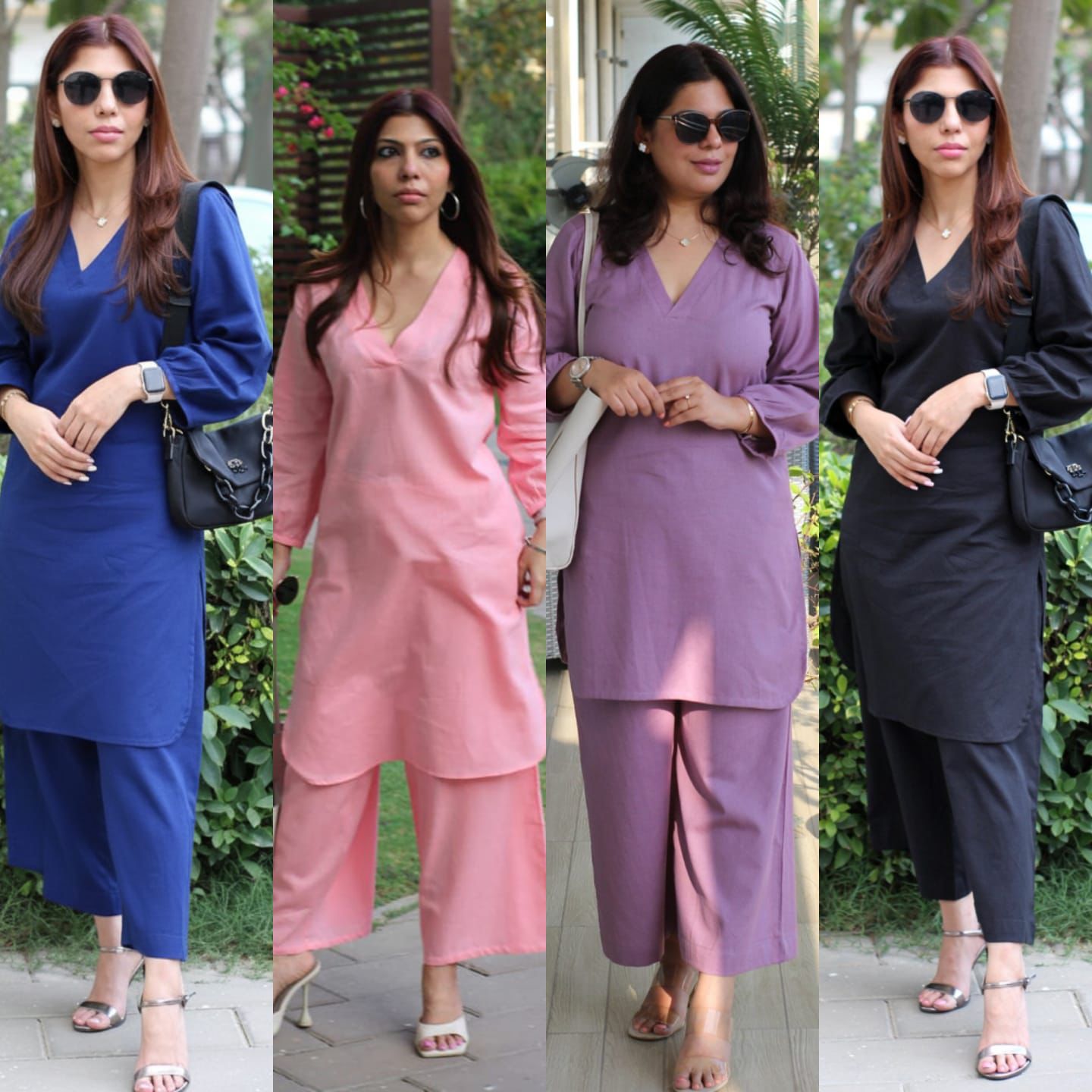 Shaajori V-Neck Relaxed Tunic & Wide-Leg Trouser Set