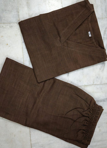 Shaajori V-Neck Relaxed Tunic & Wide-Leg Trouser Set